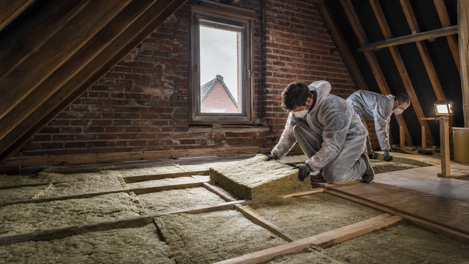 Chantier d’isolation de combles dans une maison en brique à Lille
